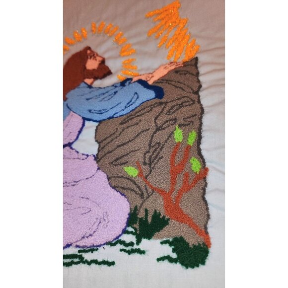Vintage Embroidered Jesus Prayer Wall Hanging Tapestry Art - Picture 8 of 11